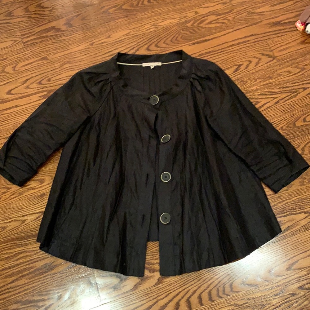 Maje Linen Pleated Smocked Blazer
